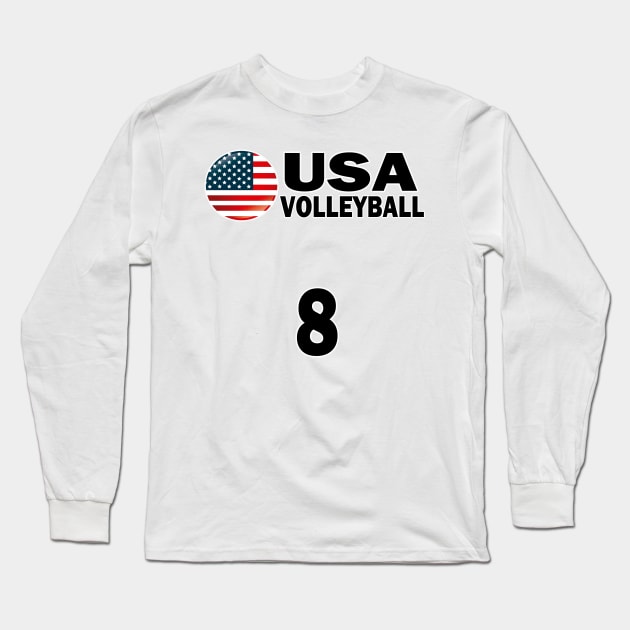 USA Volleyball #8 T-shirt Design Long Sleeve T-Shirt by werdanepo